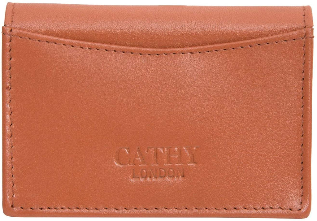 Tan Colour Bi-Fold Italian Leather Card Holder/Slim Wallet (Holds Upto 10 Cards + 1 ID Slot) Cathy London 