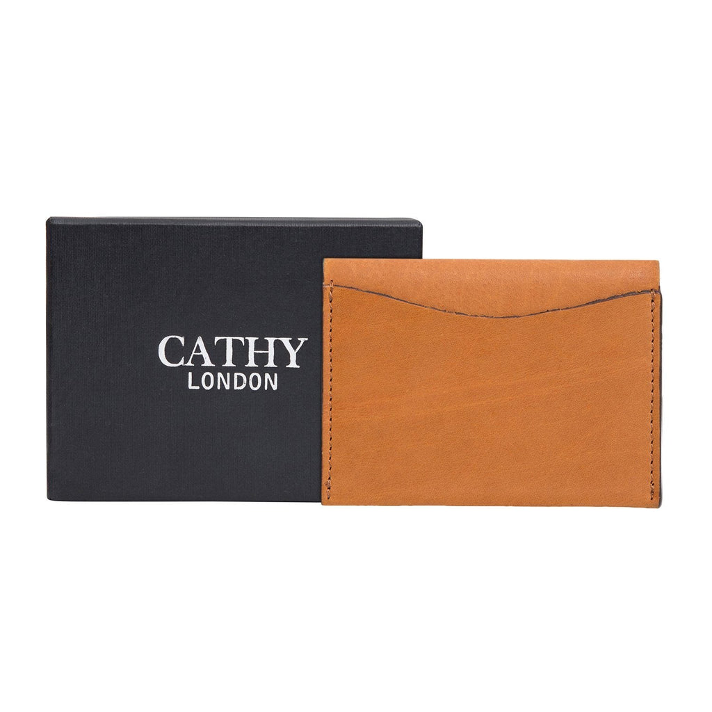 Tan Colour Bi-Fold Italian Leather Card Holder/Slim Wallet (Holds Upto 16+ Cards) Cathy London 