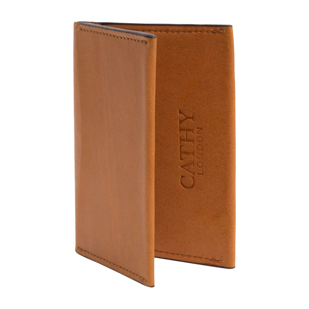 Tan Colour Bi-Fold Italian Leather Card Holder/Slim Wallet (Holds Upto 16+ Cards) Cathy London 