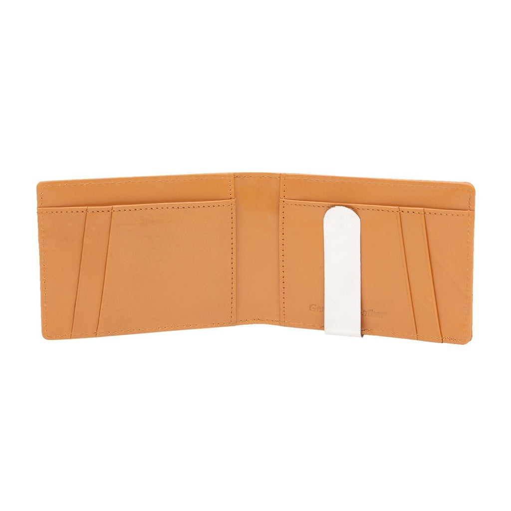 Tan Colour Bi-Fold Italian Leather Money Clip Card Holder/Slim Wallet (9 Card Slot + Money Clip + Coin Pocket) Cathy London 