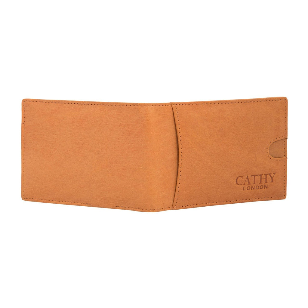 Tan Colour Bi-Fold Italian Leather Money Clip/Slim Wallet (7 Card Slot + Money Clip) Cathy London 
