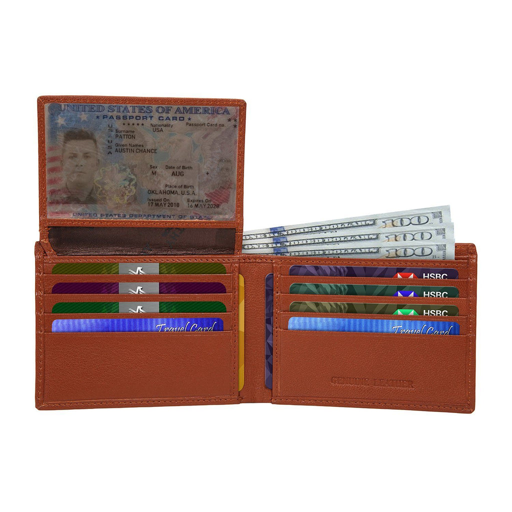 Tan Colour Bi-Fold Italian Leather Slim Wallet ( 8 Card Slot + 2 ID Slot + 2 Hidden Compartment + Cash Compartment) Cathy London 