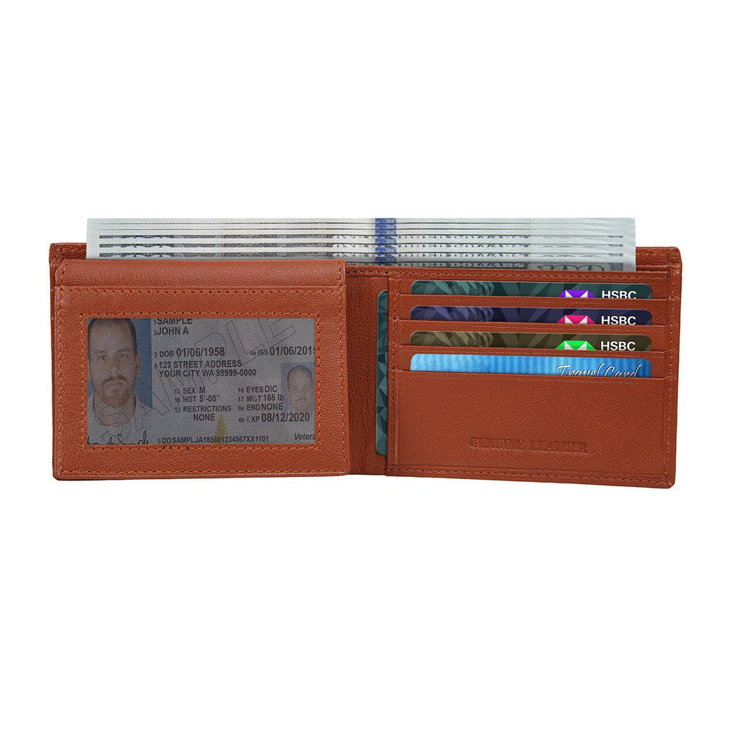 Tan Colour Bi-Fold Italian Leather Slim Wallet ( 8 Card Slot + 2 ID Slot + 2 Hidden Compartment + Cash Compartment) Cathy London 