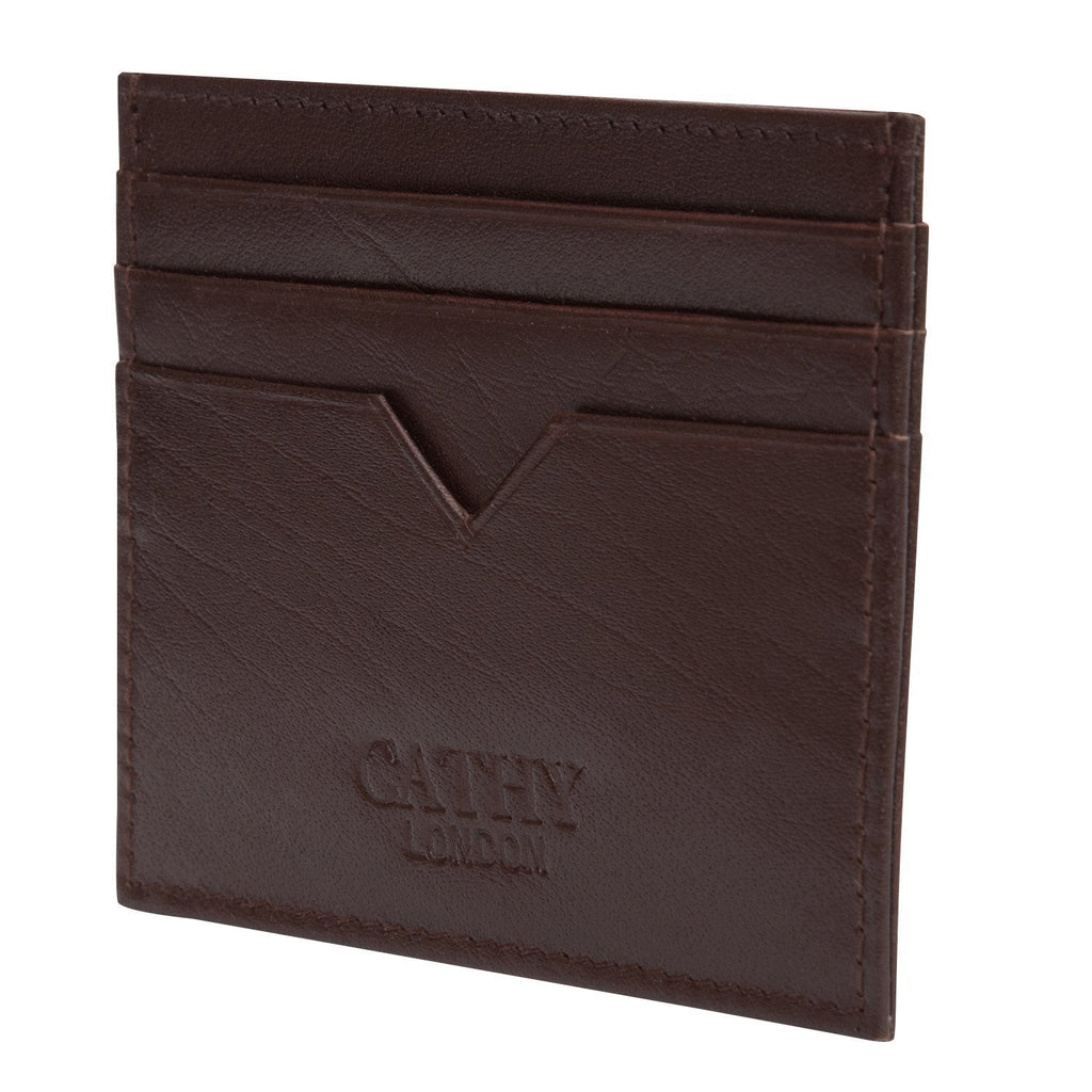 Tan Colour Italian Leather Card Holder/Slim Wallet (6 Card Slots + 1 ID Slot + Cash Compartment) Cathy London 