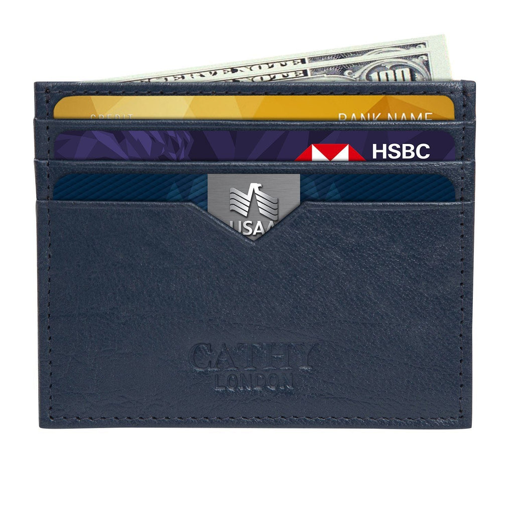 Tan Colour Italian Leather Card Holder/Slim Wallet (6 Card Slots + 1 ID Slot + Cash Compartment) Cathy London 