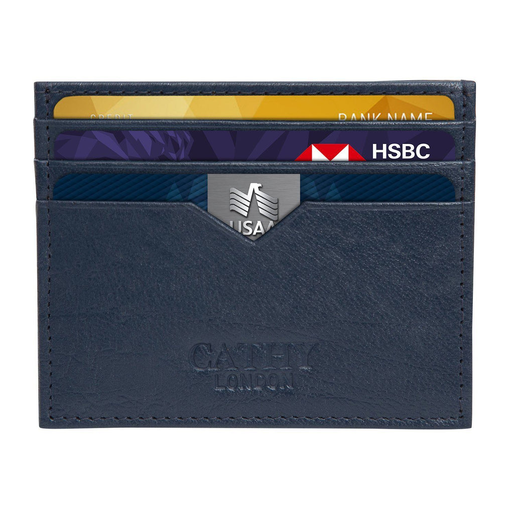 Tan Colour Italian Leather Card Holder/Slim Wallet (6 Card Slots + 1 ID Slot + Cash Compartment) Cathy London 