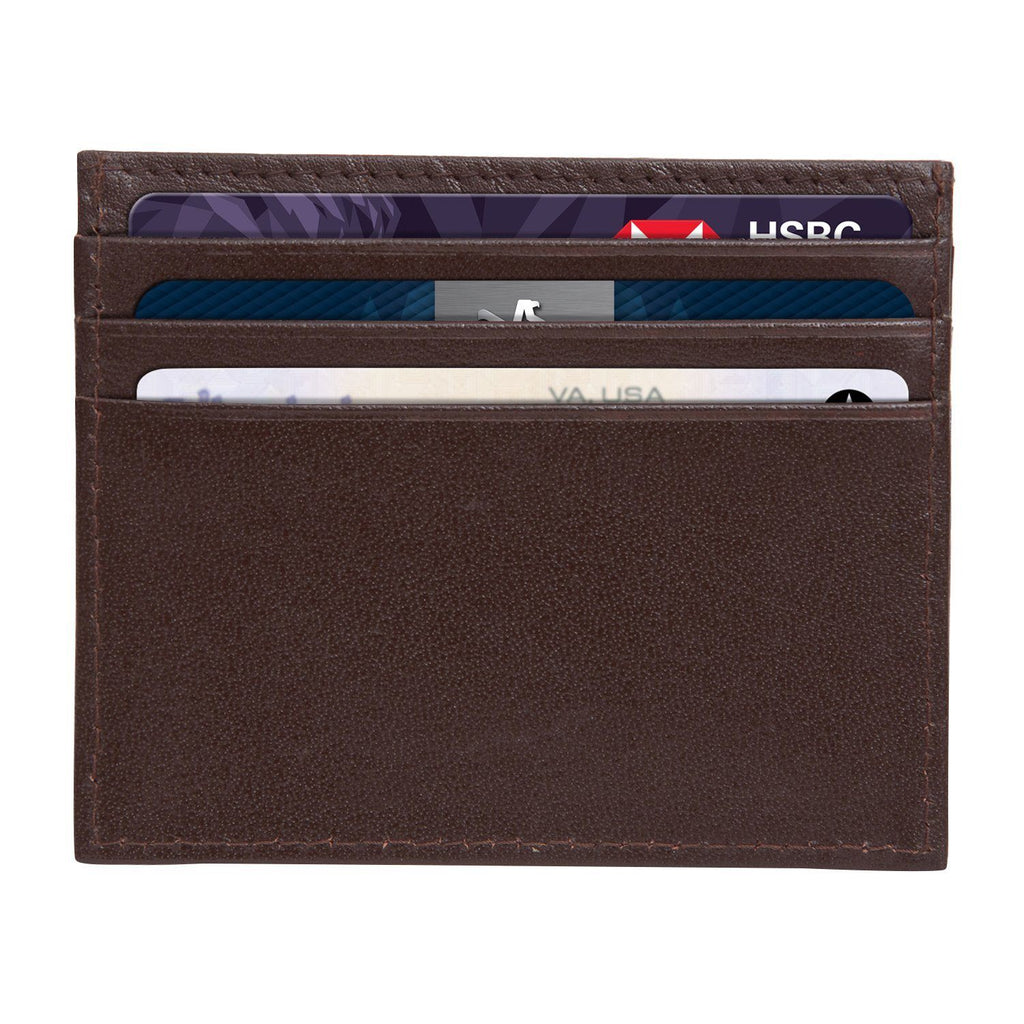 Tan Colour Italian Leather Card Holder/Slim Wallet (6 Card Slots + 1 ID Slot + Cash Compartment) Cathy London 