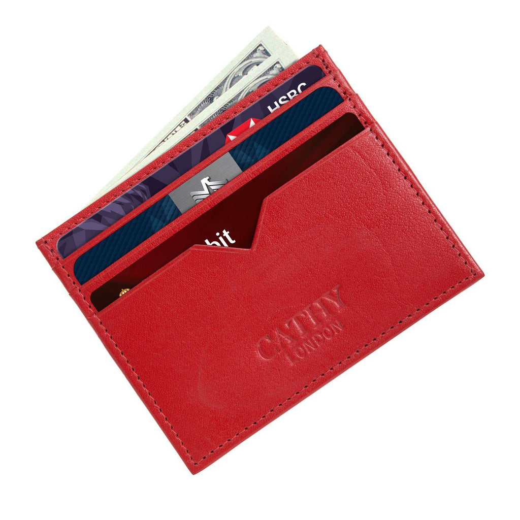 Tan Colour Italian Leather Card Holder/Slim Wallet (6 Card Slots + 1 ID Slot + Cash Compartment) Cathy London 