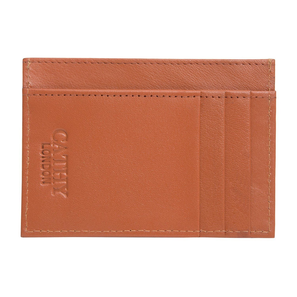 Tan Colour Italian Leather Card Holder/Slim Wallet (6 Card Slots + 1 ID Slot + Cash Compartment) Cathy London 