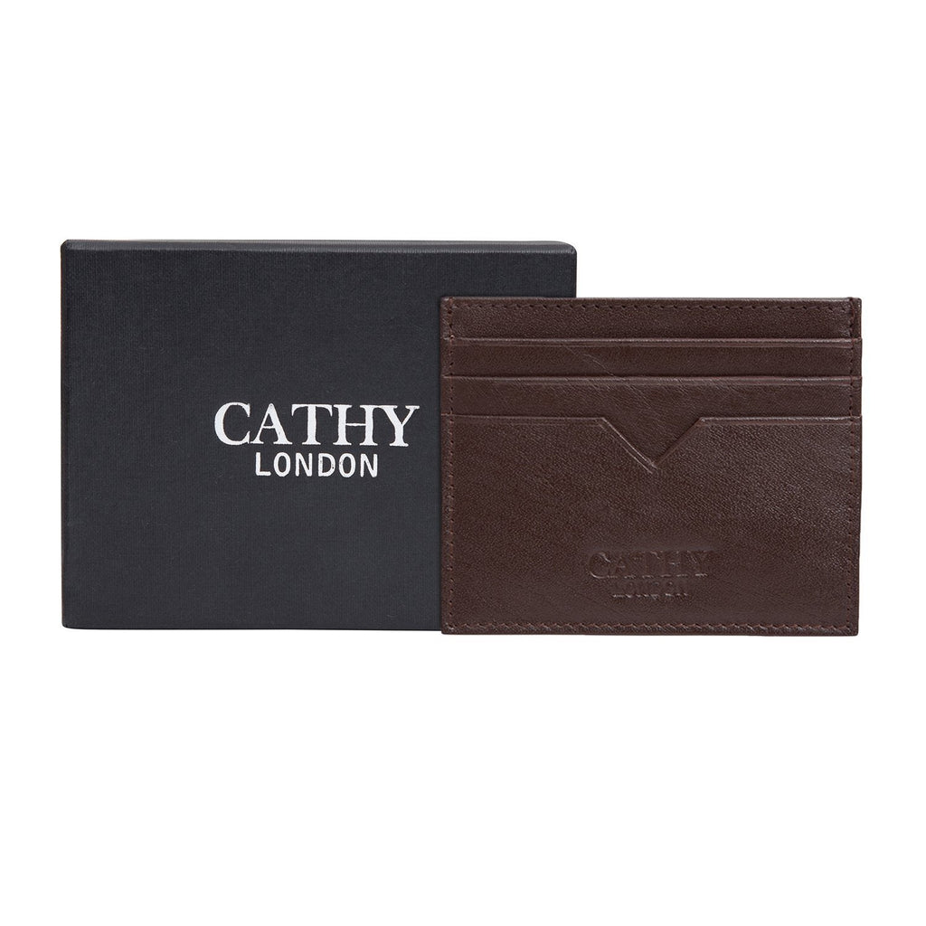 Tan Colour Italian Leather Card Holder/Slim Wallet (6 Card Slots + 1 ID Slot + Cash Compartment) Cathy London 