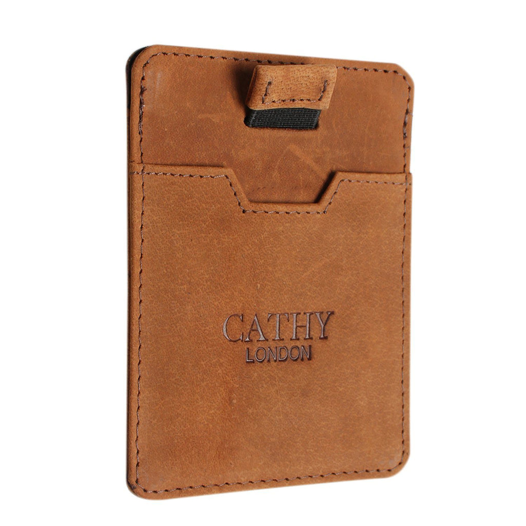 Tan Colour Italian Leather Slim Wallet/Card Holder ( Holds Upto 5 Cards + Cash Compartment) Cathy London 